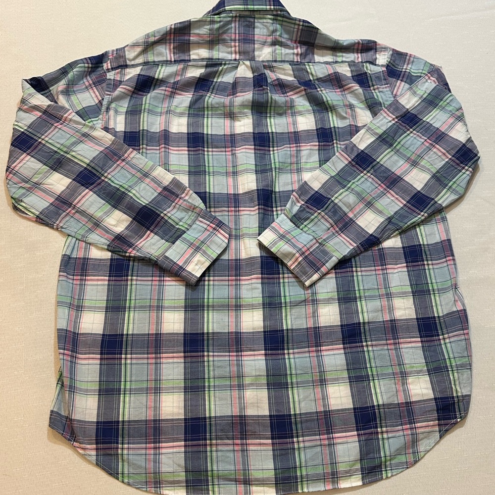 Vineyard Vines Plaid Whale Shirt Large Classic Fit Button Down Pink Navy Green - Picture 14 of 16
